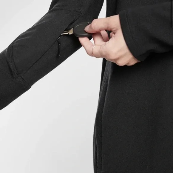 Athleta Black Balance Sweater Dress Long Sleeve Medium Minimalist Lounge Basic - Picture 7 of 11